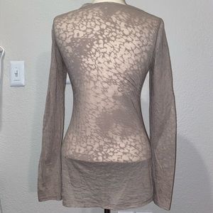 Sheer tan animal print long sleeve top